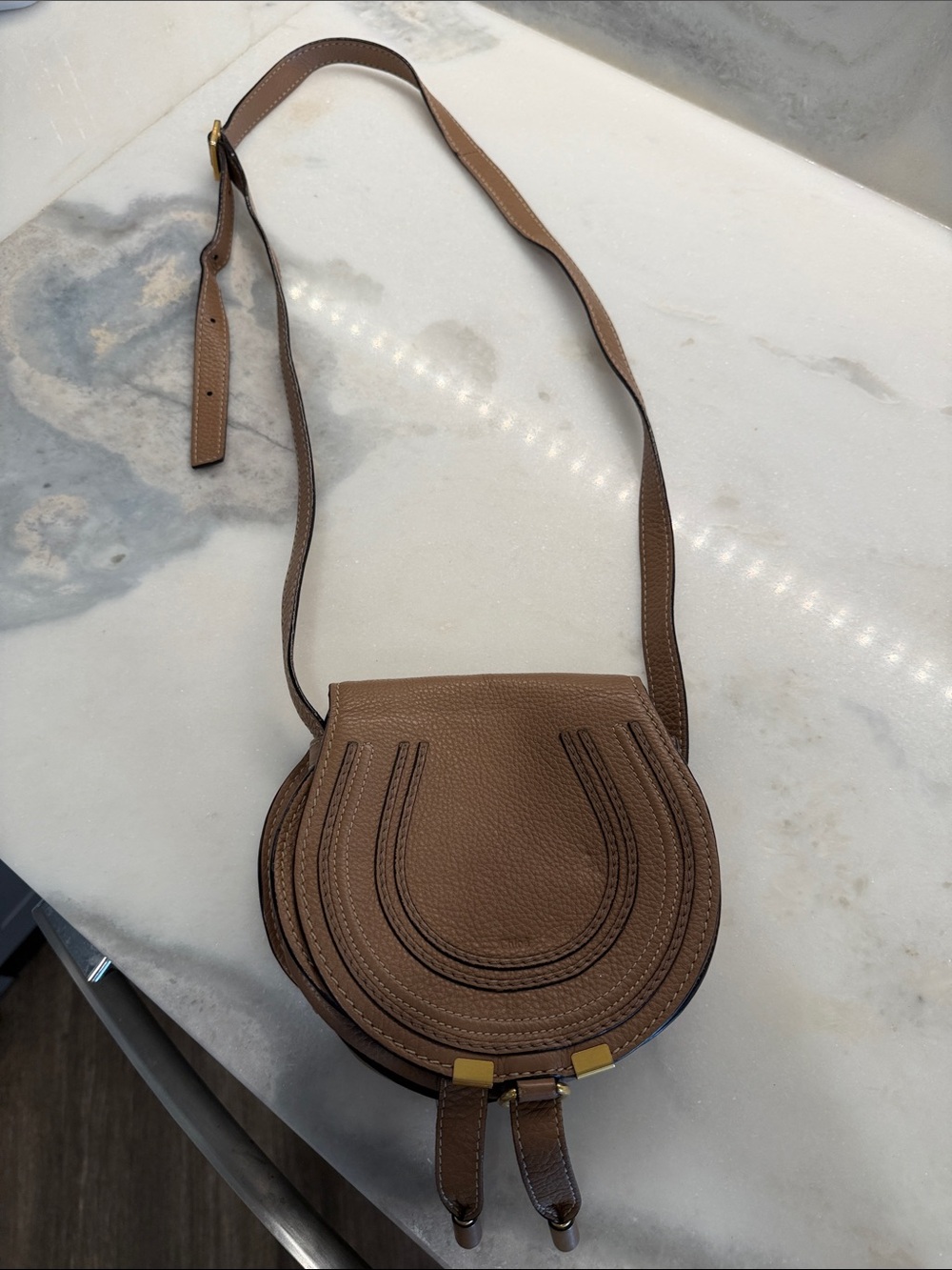 Chloé Brown Leather Marcie Mini Crossbody Bag